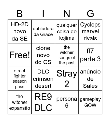 state of play Bingo Card