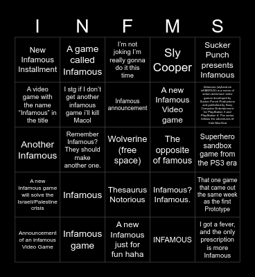 State of Play Bingo Card