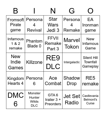 Playstation State of Play Bingo Card
