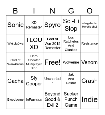 State of Play Bingo Card