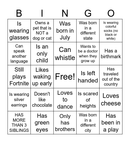 Someone Who... Bingo Card