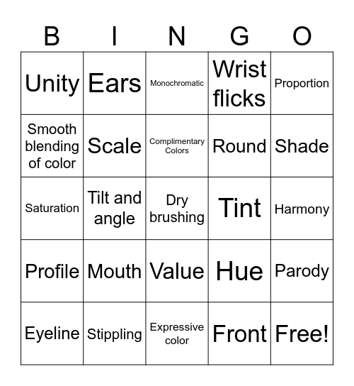 Advanced Art Concepts Bingo Card