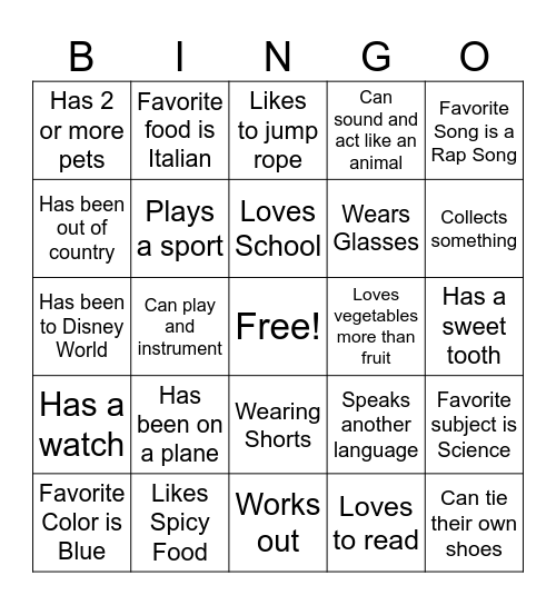 Human Bingo Card