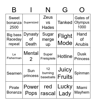 Slot Bingo Card