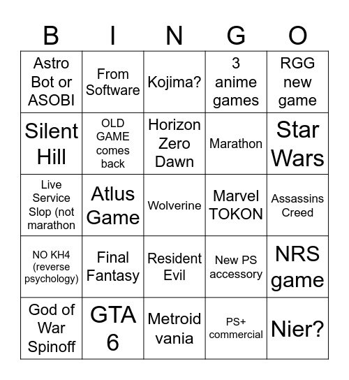 State of Play June 2026 Bingo Card