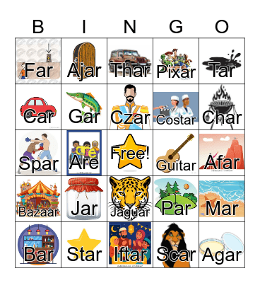 Final /ar/ Bingo Card