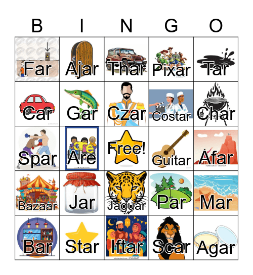 Final /ar/ Bingo Card