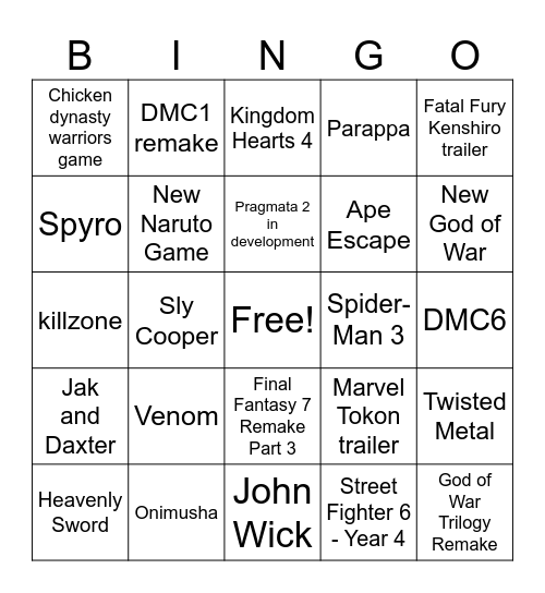 State of Play 2026 Bingo Card