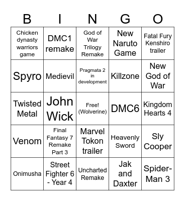 State of Play 2026 Bingo Card