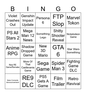 Anna's State of Play Bingo Card