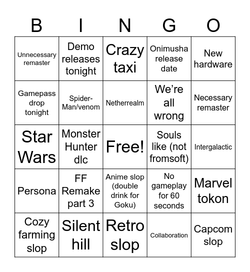 Untitled Bingo Card