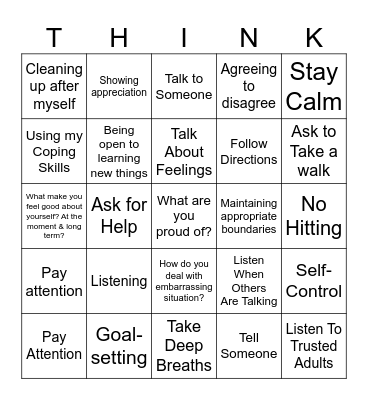 Therapy Bingo Card