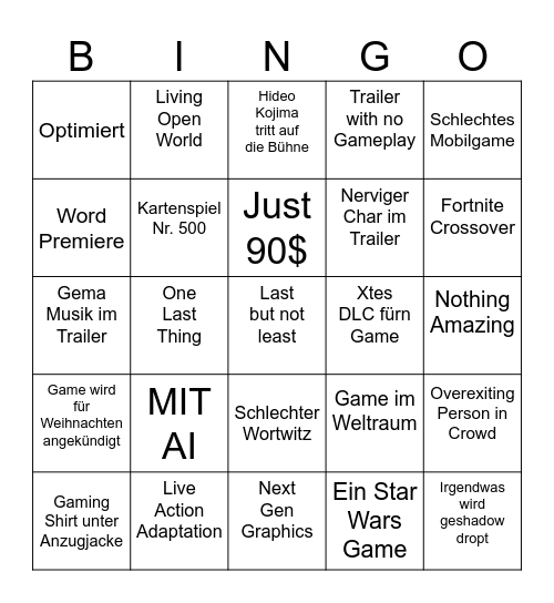 Summer Game Fest 2026 Bingo Card
