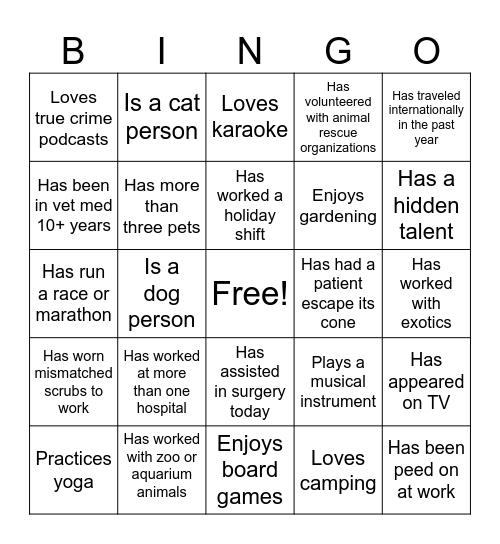 PetOne Bingo Card