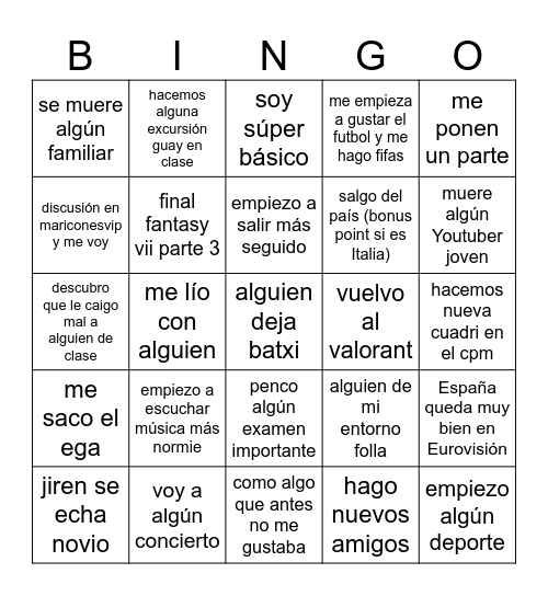 PREDICCIONES 2023 Bingo Card