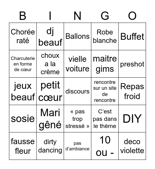 Bingo des thigrrres Bingo Card
