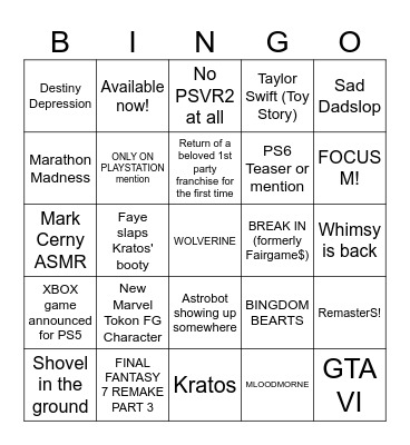 OCTAVIO STATE OF PLAY PREDICTIONS Bingo Card