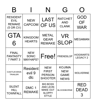 STATE OF PLAY Bingo Card