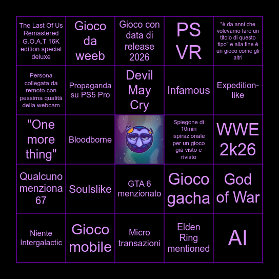 State of Play Bingo Card