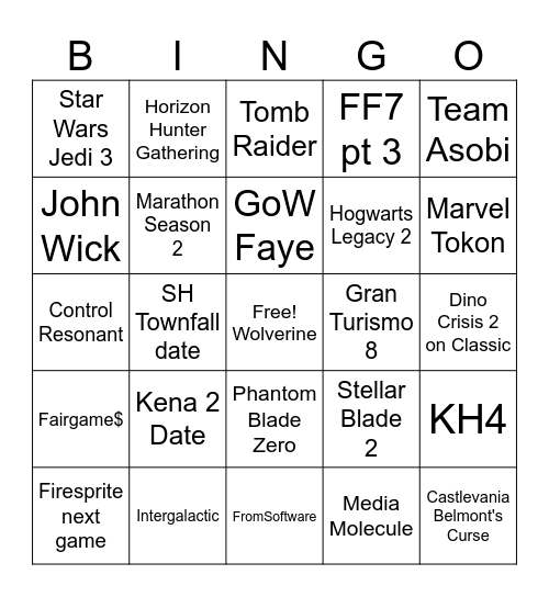 2026 SoP Bingo Card