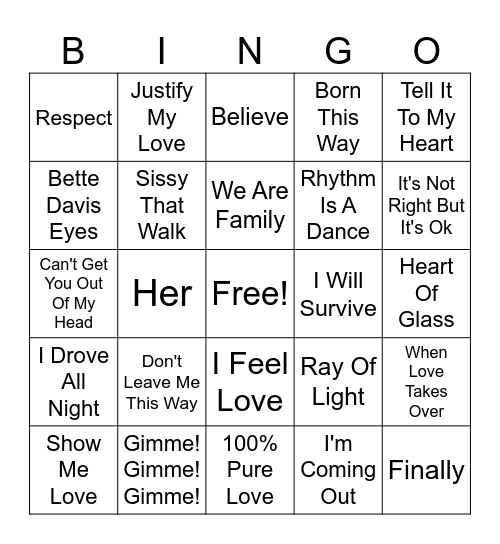 PRIDE BINGO Card