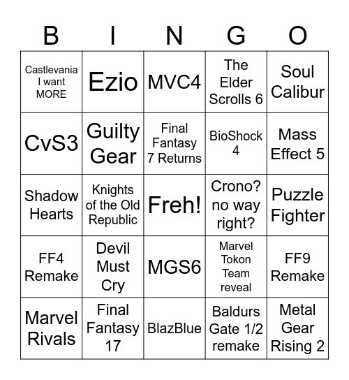 2026 E3 Memorial Week Bingo Card