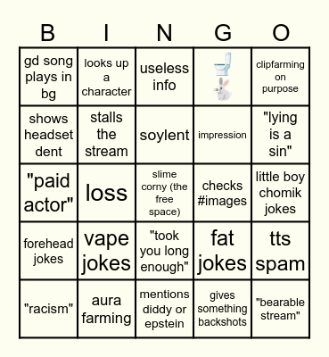 corny stream + chat bingo Card