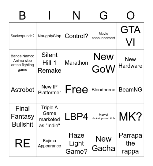 State Of Zb Bingo Card