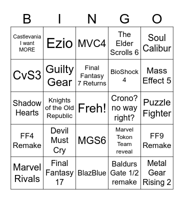 2026 E3 Memorial Week Bingo Card