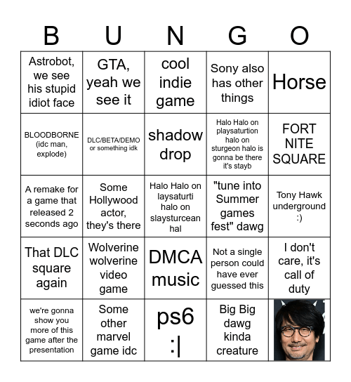 Playstation Bingo Card