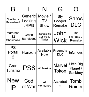 State of Play June 2026 Bingo Card