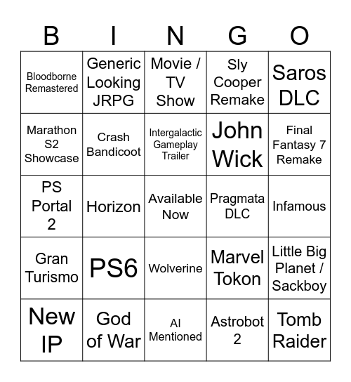 State of Play June 2026 Bingo Card