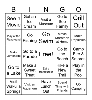 Summer Fun! Bingo Card