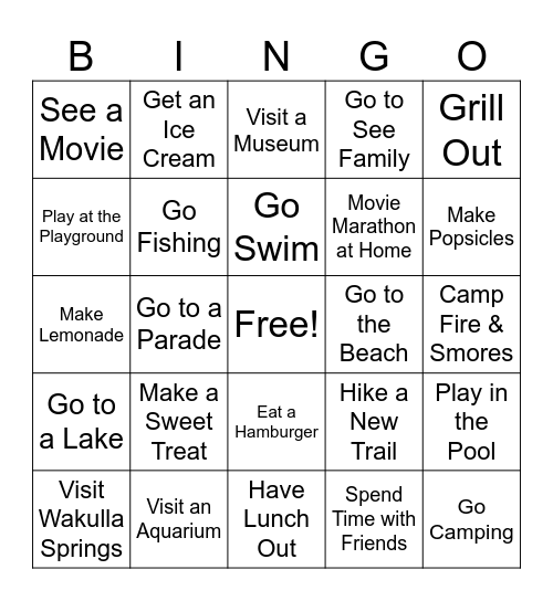 Summer Fun! Bingo Card