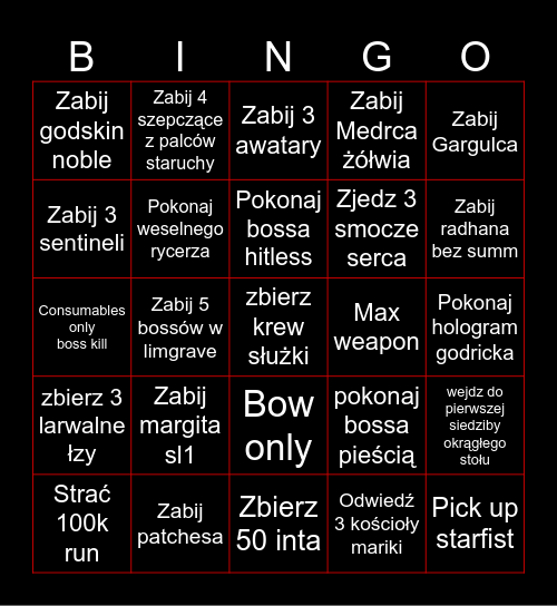 Elden ring Bimbo Bingo Card