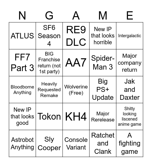 STATE OF PLAY 6/2 2026 Bingo Card