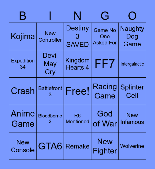 STATE OF PLAY BINGO Card