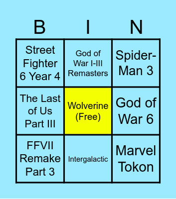 State of Play 6/2/2026 Bingo Card