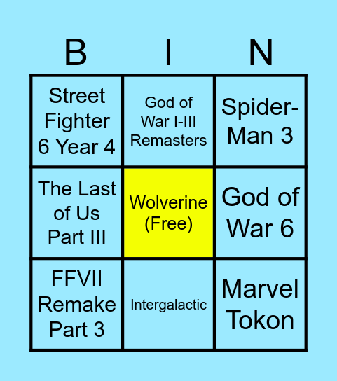 State of Play 6/2/2026 Bingo Card