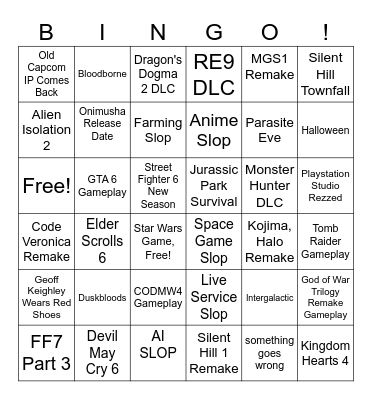 state of play/summer game fest Bingo Card