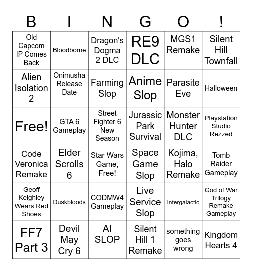 state of play/summer game fest Bingo Card