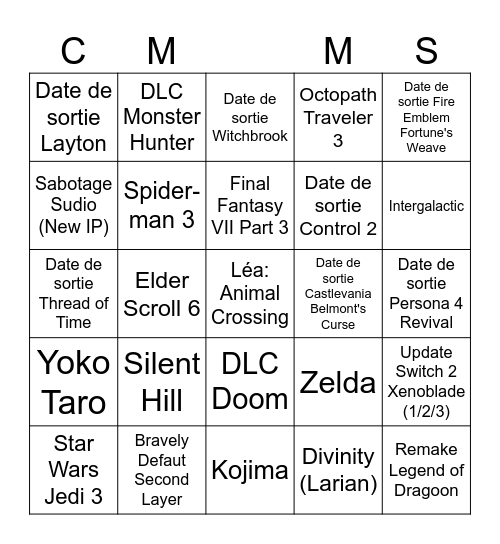 Summer Game Fest 2026 Bingo Card