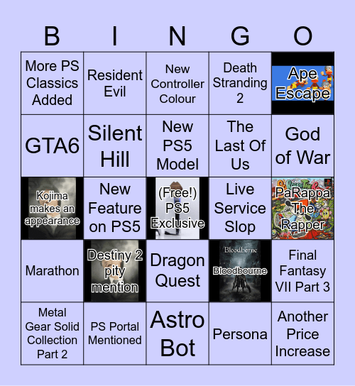 PLAYSTATION STATE OF PLAY 2026 Bingo Card
