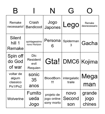 State of play 2026 Bingo Card