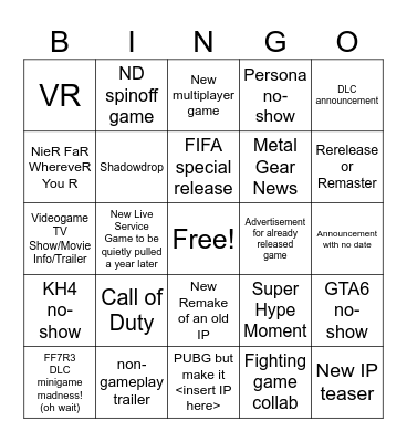 June 2 State of Play Bingo Card