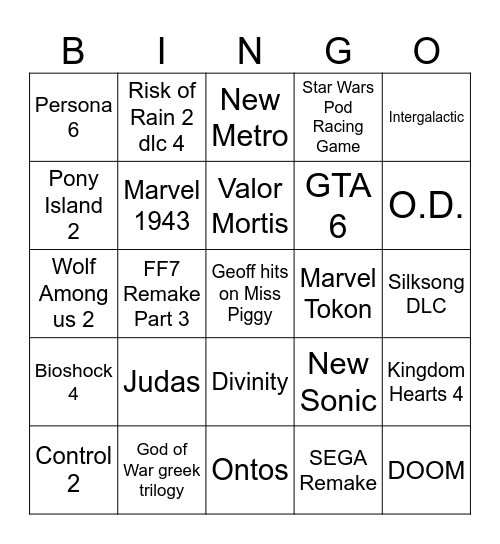 (NOT) E3 BINGO Card