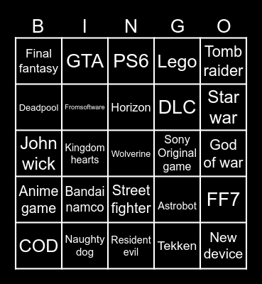 PSSP Bingo Card