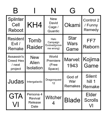 Not E3 with CorE3 Bingo Card