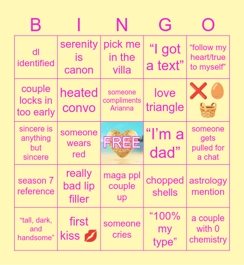 LOVE ISLAND 🏝️ Bingo Card