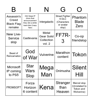 state of play 02/06/2026 Bingo Card